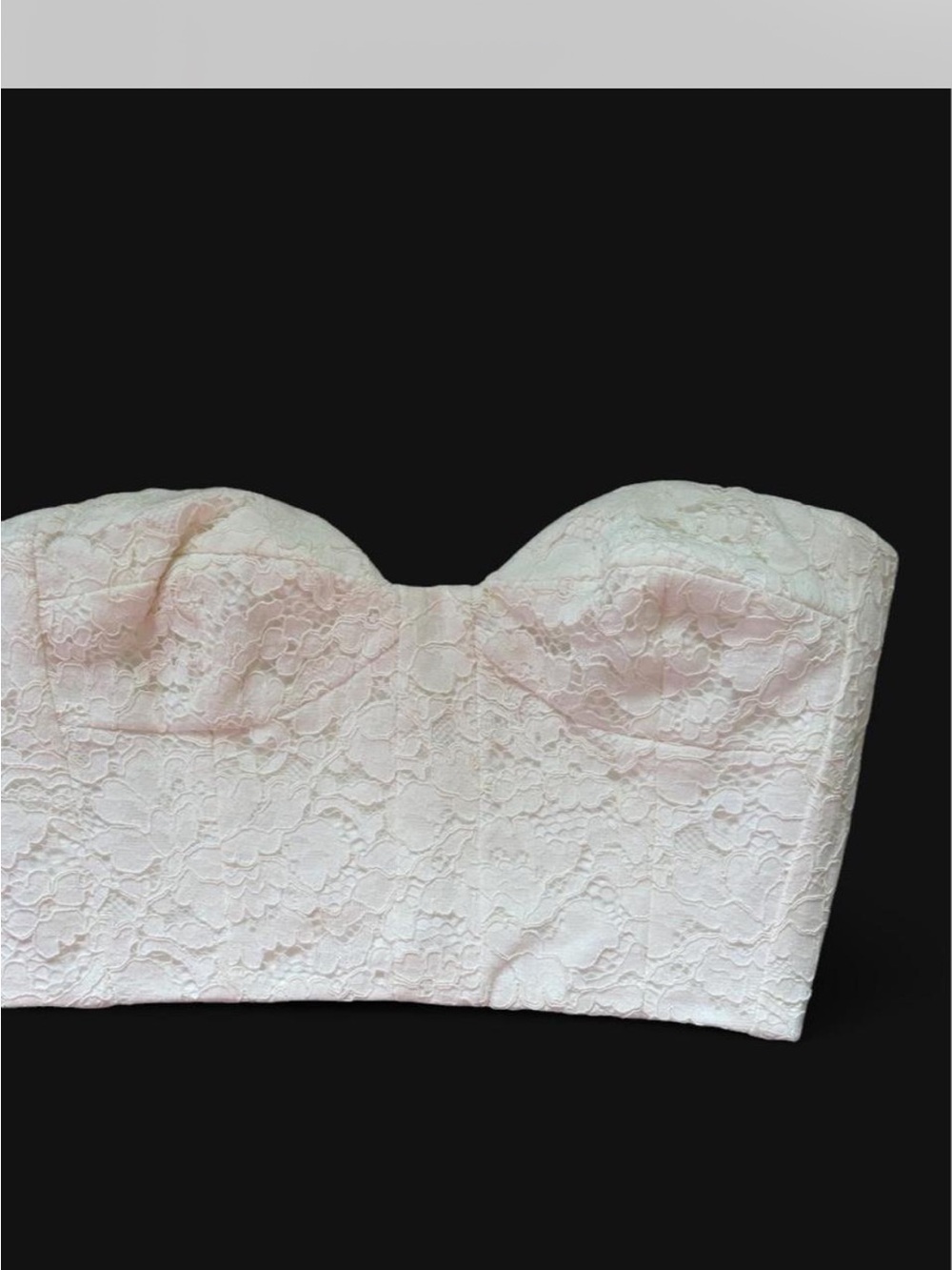 MILLY Strapless Lace Bustier Top in WHITE